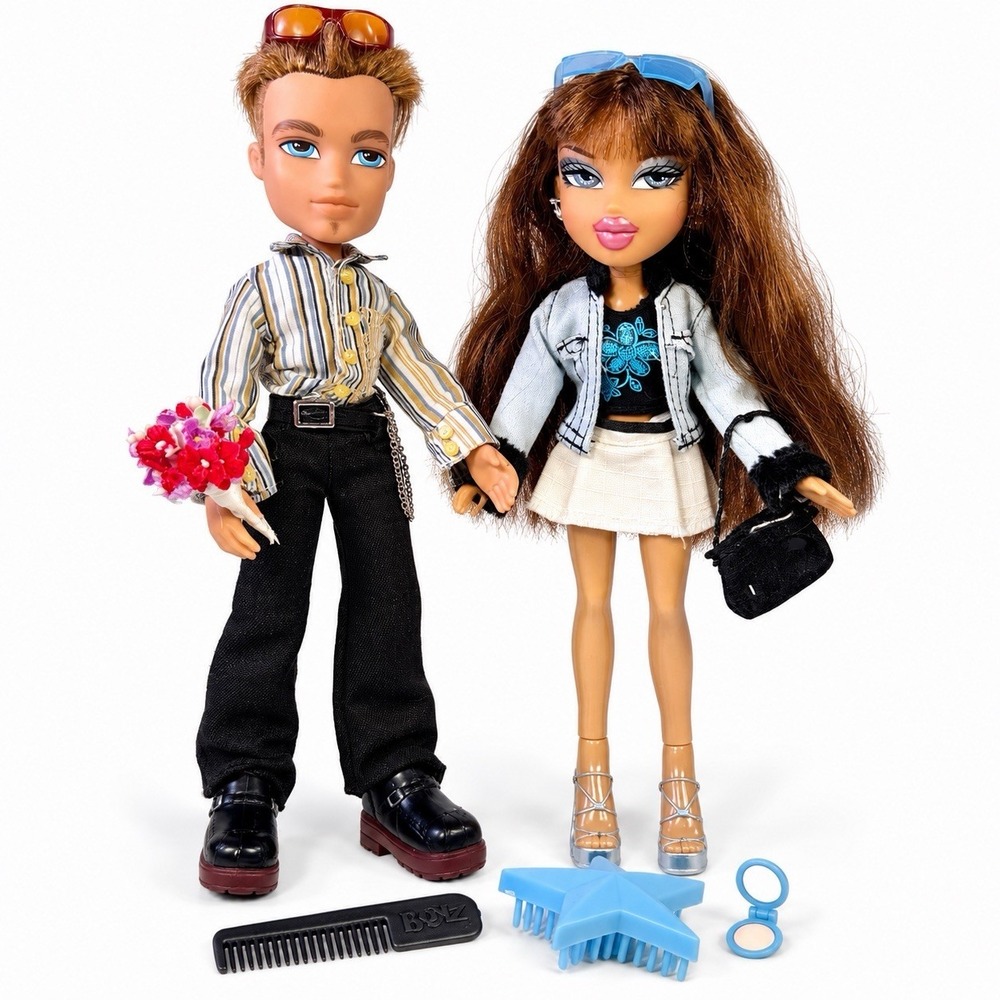 2004 Bratz Secret Date Nevra and Cameron Boyz Dolls Outfits Accessories MGA